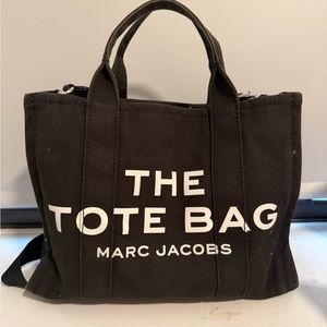 Marc Jacobs Black Canvas Tote Bag with Bold Text